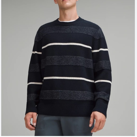 lululemon athletica Other - Lululemon Navy Blue Knit Merino Wool Blend Crewneck Pullover Sweater Size XXL